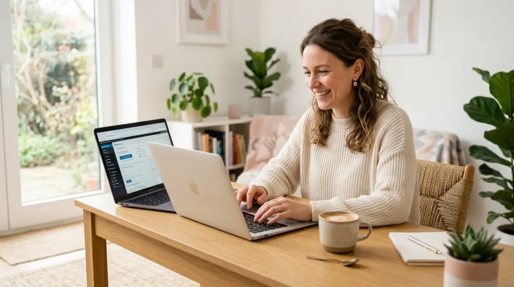 Grafik zum Blogartikel: Keine Angst vor WordPress – Warum du keine Programmiererin sein musst, um deine Website selbst zu bauen.Grafik zum Blogartikel: Keine Angst vor WordPress – Warum du keine Programmiererin sein musst, um deine Website selbst zu bauen.